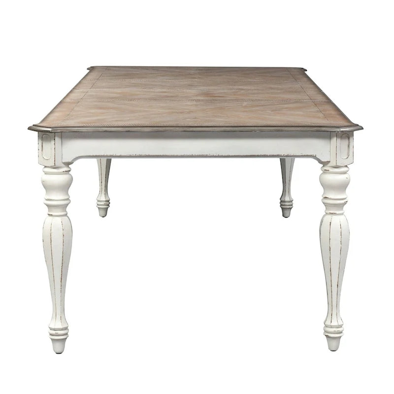 Table à pieds rectangulaire Magnolia Manor Antique White Weathered Bark - Blanc antique
