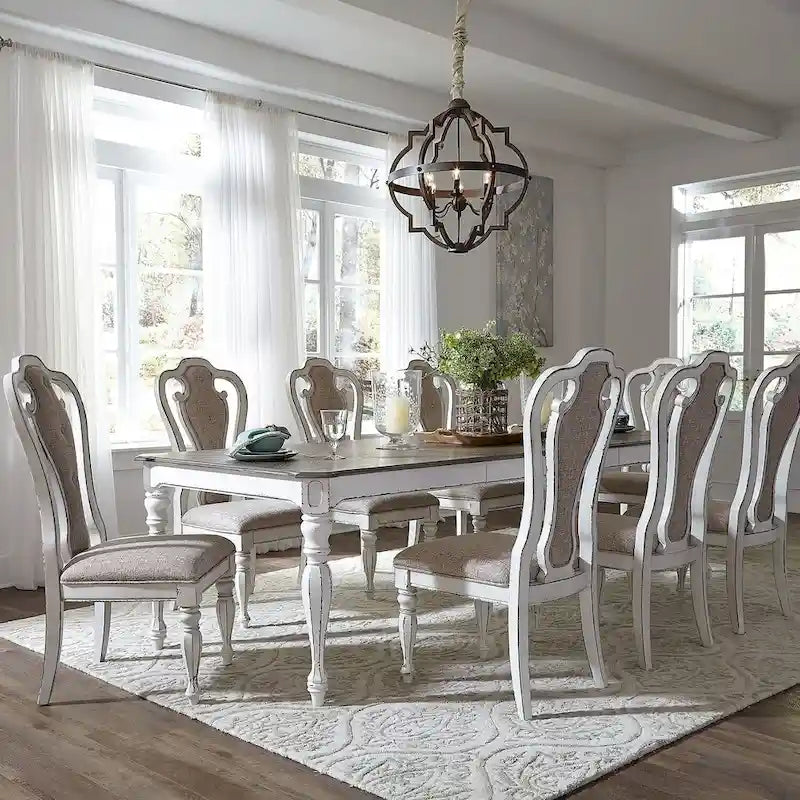 Table à pieds rectangulaire Magnolia Manor Antique White Weathered Bark - Blanc antique