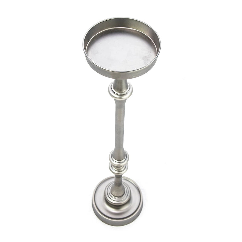 Table d'appoint piédestal à Martini ronde Glam, Argent antique
