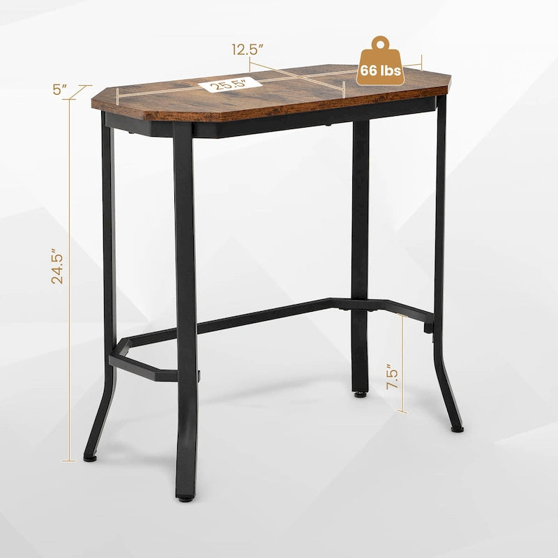 Table d'appoint étroite industrielle, table d'appoint de canapé mince avec cadre en acier