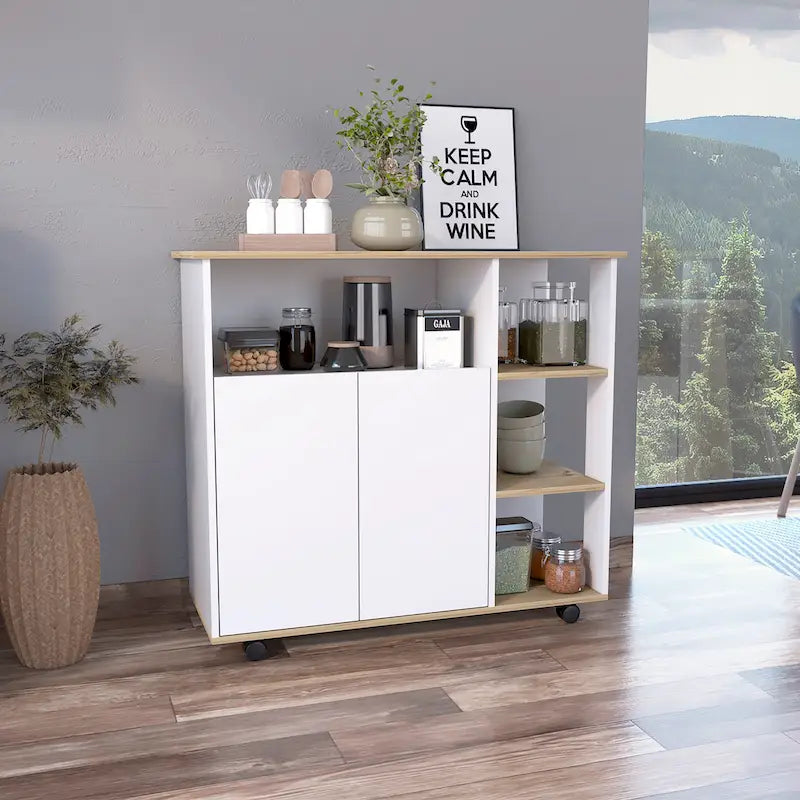 Îlot de cuisine FM Furniture Serbie, un meuble, quatre étagères ouvertes