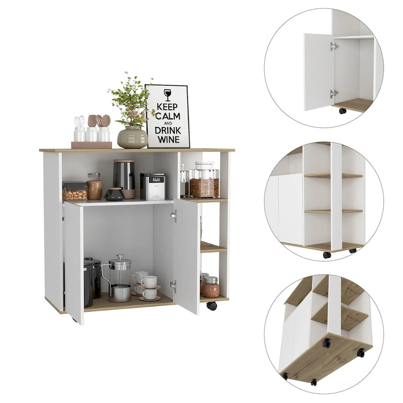 Îlot de cuisine FM Furniture Serbie, un meuble, quatre étagères ouvertes