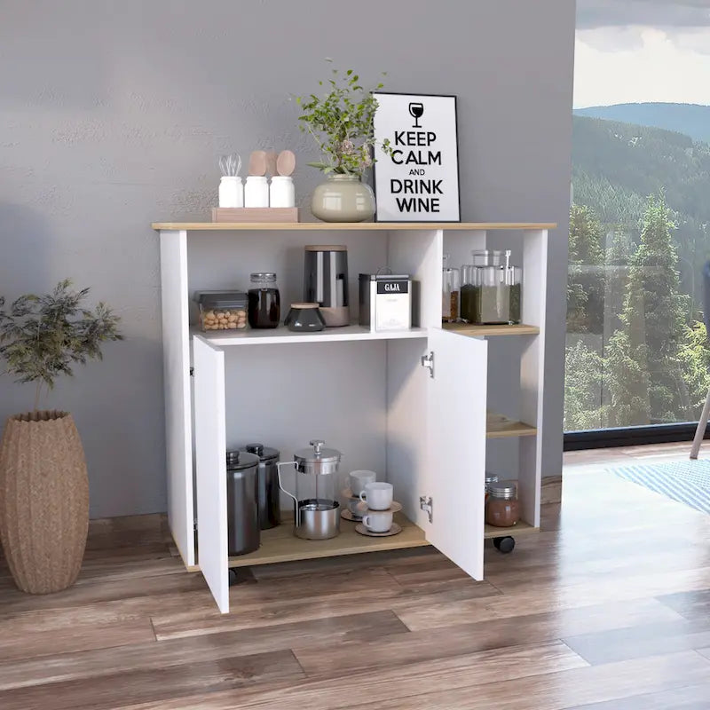 Îlot de cuisine FM Furniture Serbie, un meuble, quatre étagères ouvertes