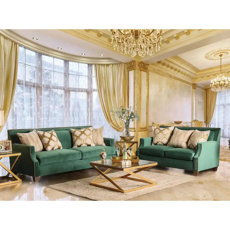 Canapé en tissu vert Yaur avec clous de finition, de Furniture of America