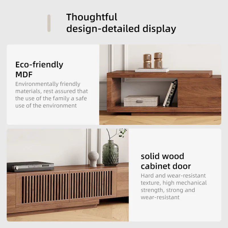 Meuble TV rétractable et extensible moderne avec 4 tiroirs, jusqu'à 261,62 cm - 78,54P x 15,74L x 13,78H