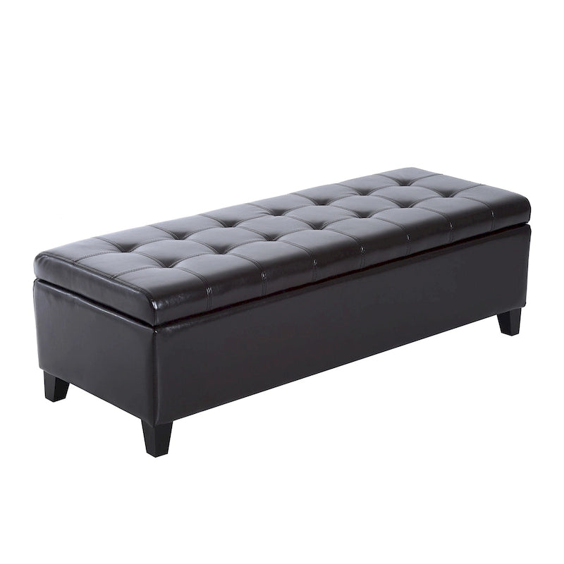 Banc coffre de rangement capitonné en similicuir de 130 cm – 19*50,25*16