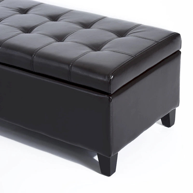 Banc coffre de rangement capitonné en similicuir de 130 cm – 19*50,25*16