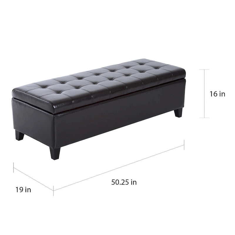 Banc coffre de rangement capitonné en similicuir de 130 cm – 19*50,25*16