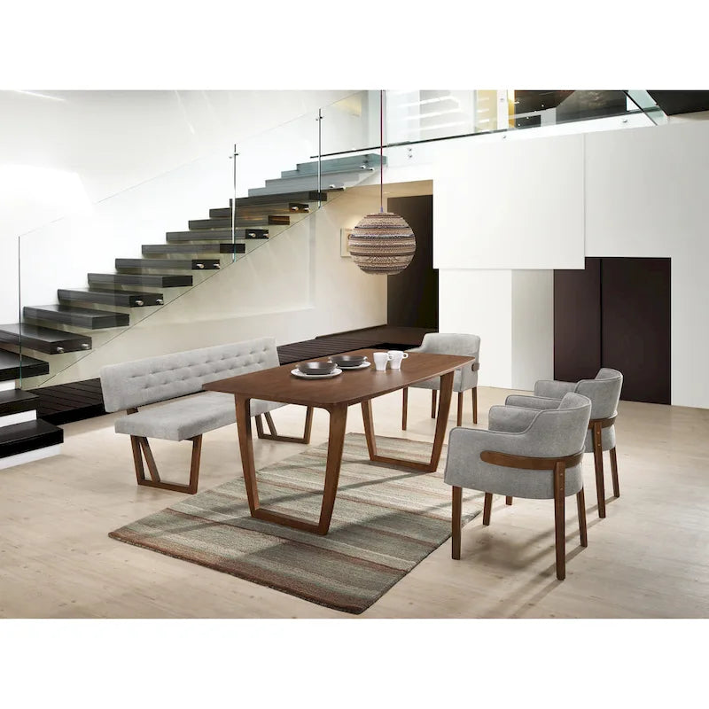 Banc de salle à manger moderne Modrest Jordan gris et noyer