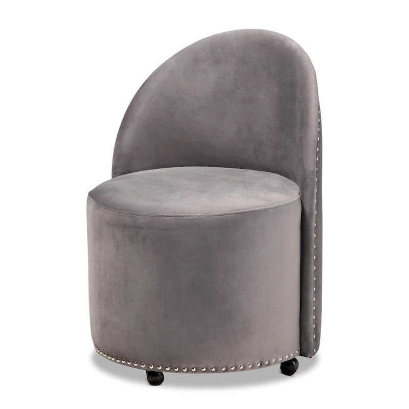 Fauteuil d'appoint roulant en velours Bethel Glam and Luxe