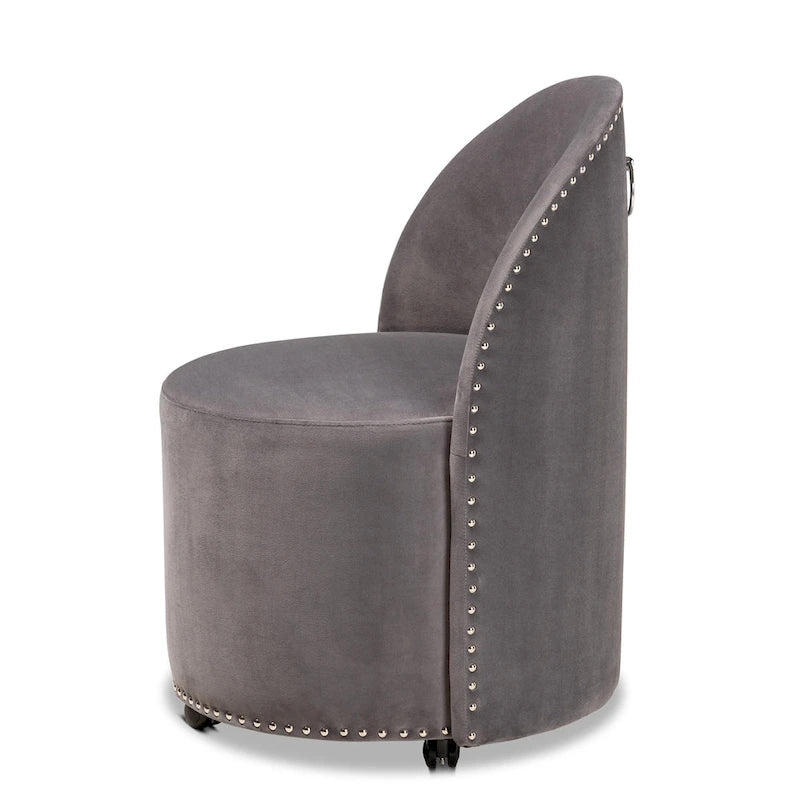 Fauteuil d'appoint roulant en velours Bethel Glam and Luxe