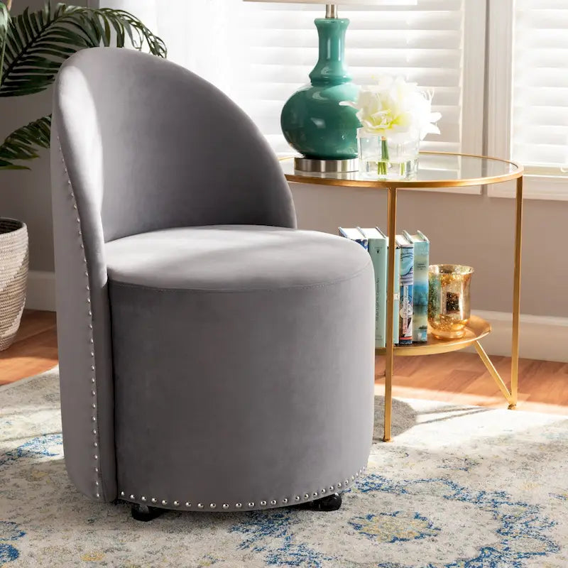 Fauteuil d'appoint roulant en velours Bethel Glam and Luxe