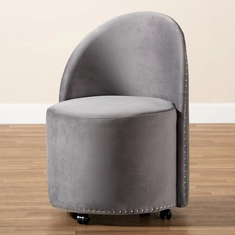 Fauteuil d'appoint roulant en velours Bethel Glam and Luxe