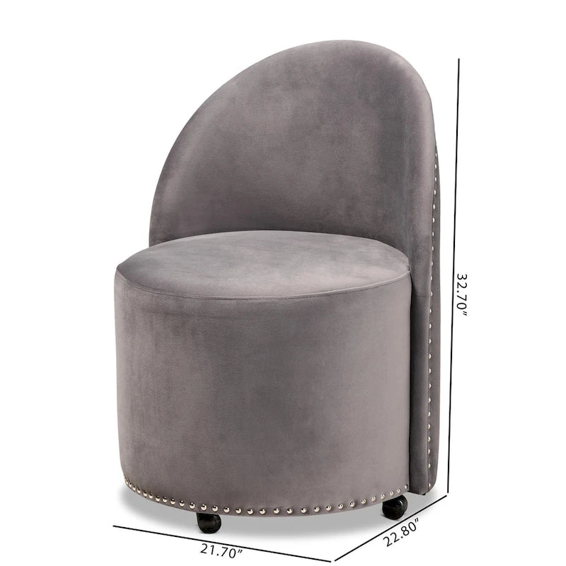 Fauteuil d'appoint roulant en velours Bethel Glam and Luxe