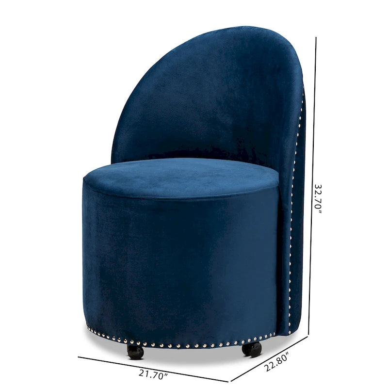 Fauteuil d'appoint roulant en velours Bethel Glam and Luxe