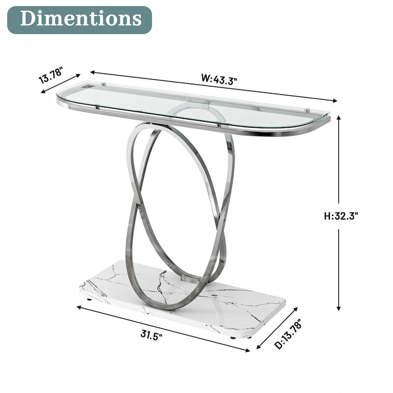 Myhozm Table console de 110 cm avec base géométrique, table de canapé moderne pour entrée, salon