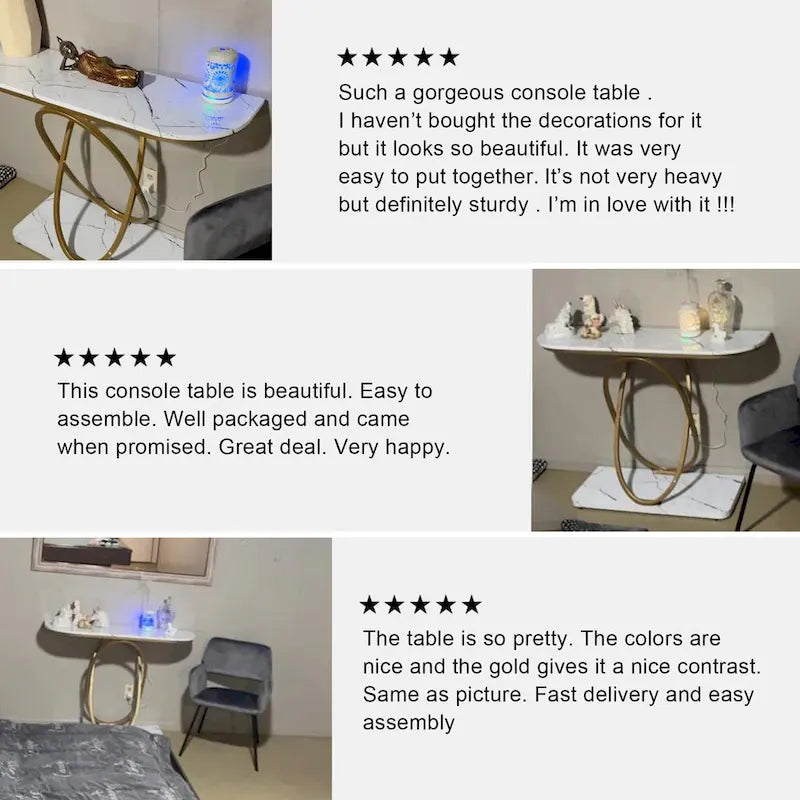 Myhozm Table console de 110 cm avec base géométrique, table de canapé moderne pour entrée, salon