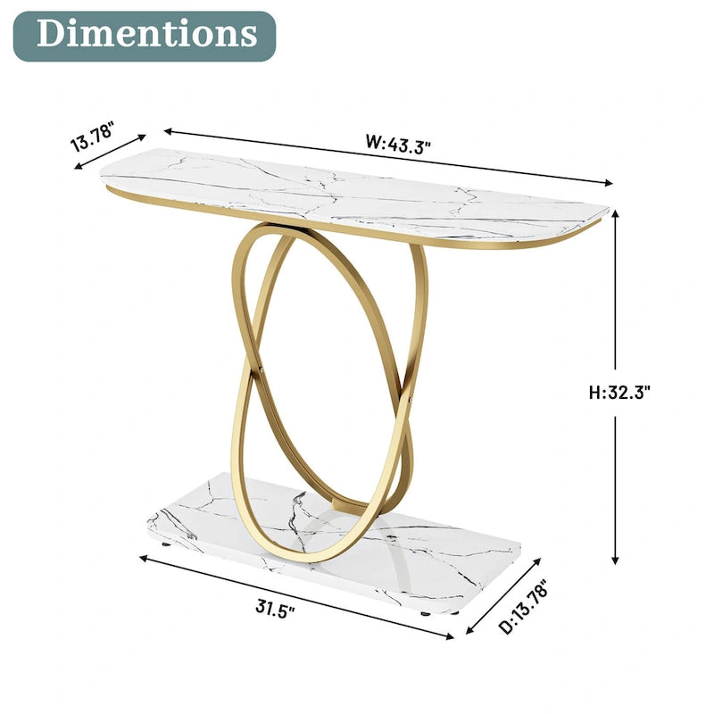 Myhozm Table console de 110 cm avec base géométrique, table de canapé moderne pour entrée, salon