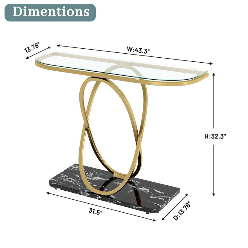 Myhozm Table console de 110 cm avec base géométrique, table de canapé moderne pour entrée, salon