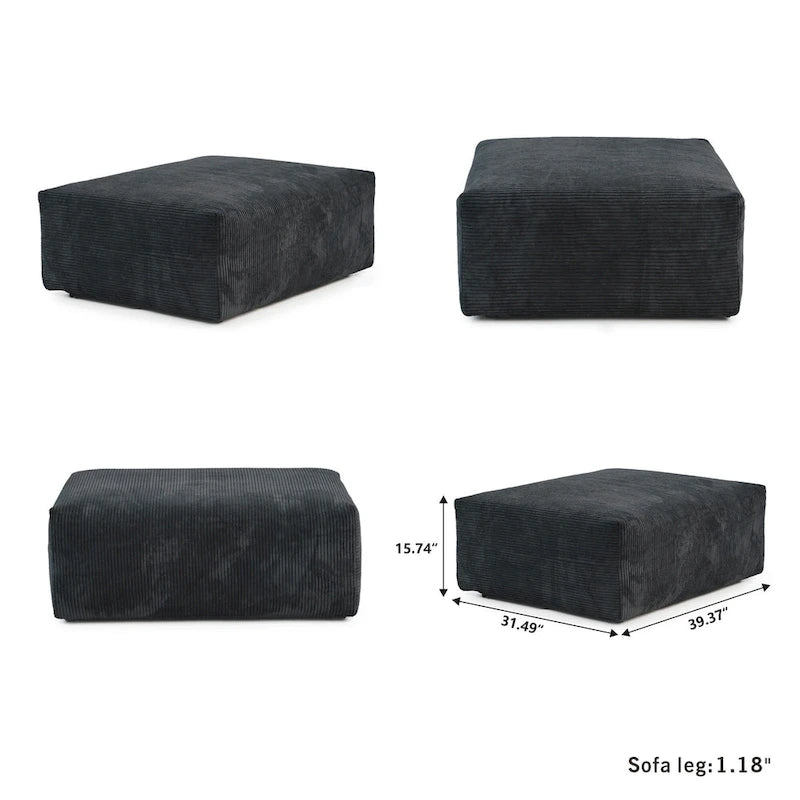 102 Canapé Modulable Réversible en Velours Côtelé Géant avec Pouf