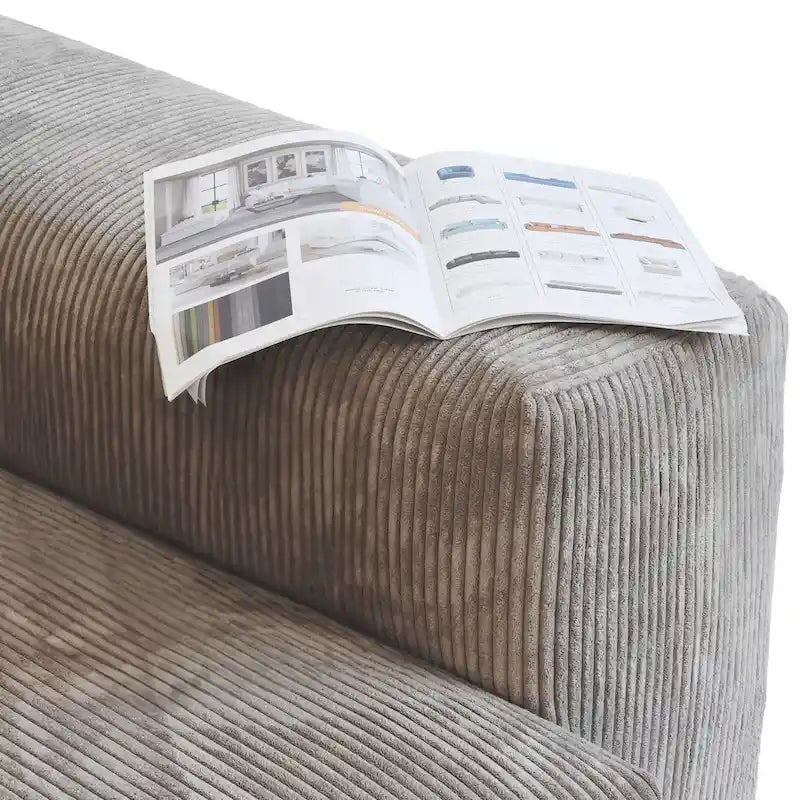 102 Canapé Modulable Réversible en Velours Côtelé Géant avec Pouf