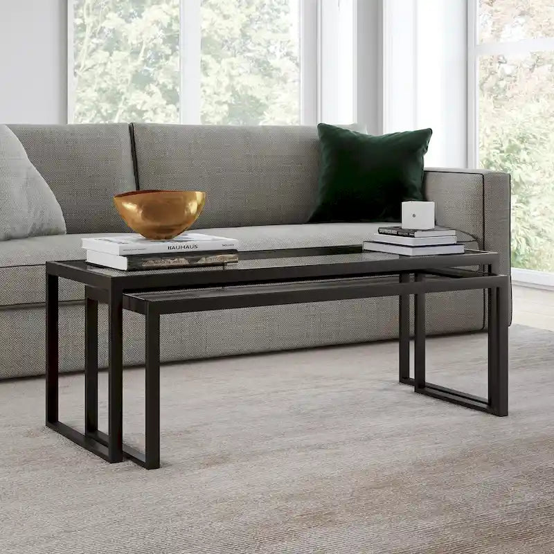 Table basse gigogne Silver Orchid Goetz en bronze noirci
