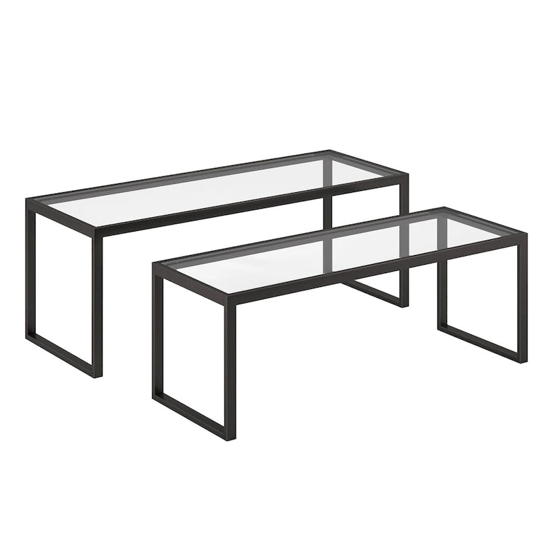 Table basse gigogne Silver Orchid Goetz en bronze noirci