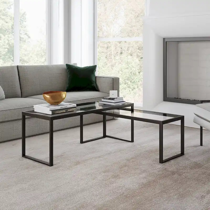 Table basse gigogne Silver Orchid Goetz en bronze noirci