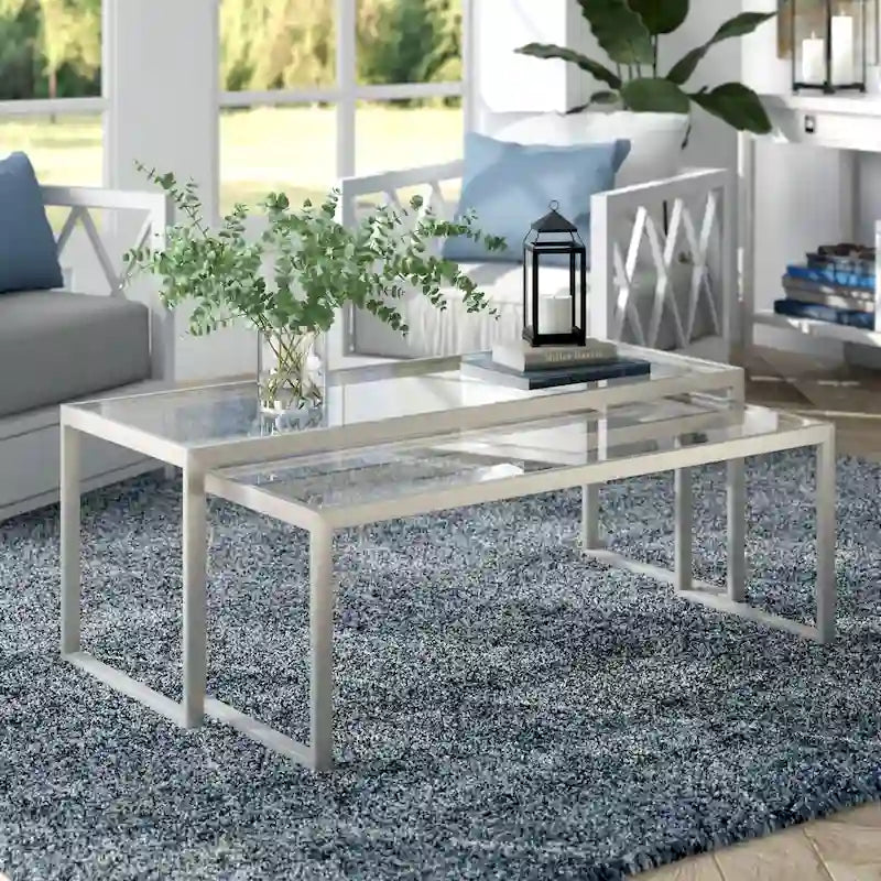 Table basse gigogne Silver Orchid Goetz en bronze noirci