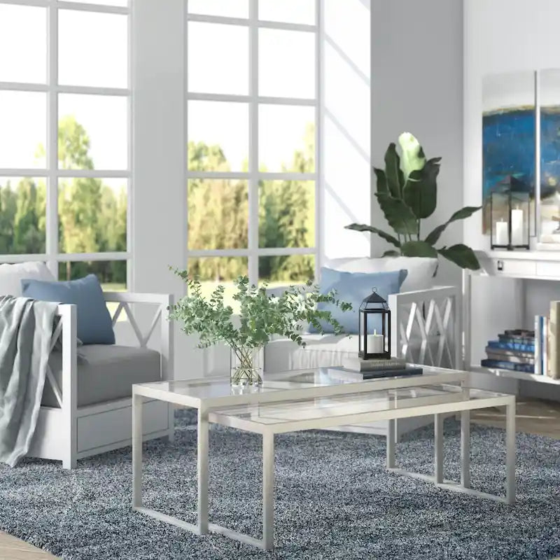 Table basse gigogne Silver Orchid Goetz en bronze noirci
