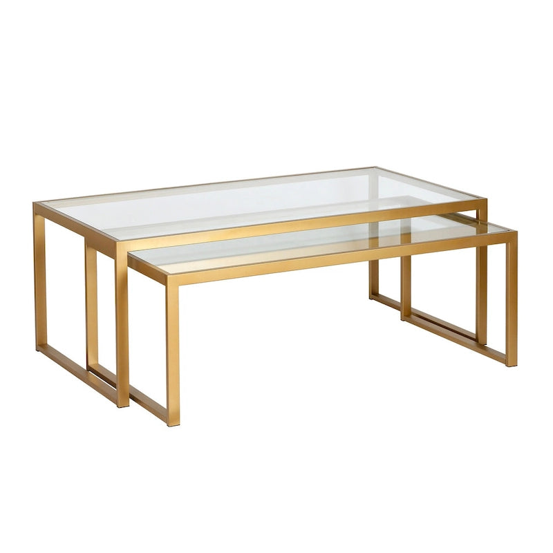 Table basse gigogne Silver Orchid Goetz en bronze noirci
