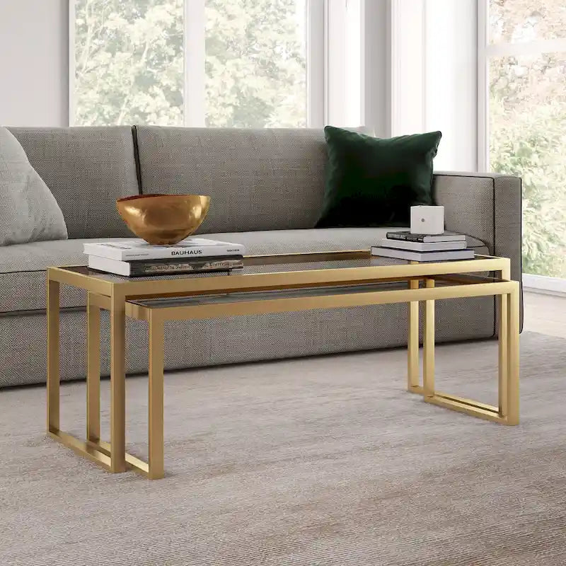 Table basse gigogne Silver Orchid Goetz en bronze noirci
