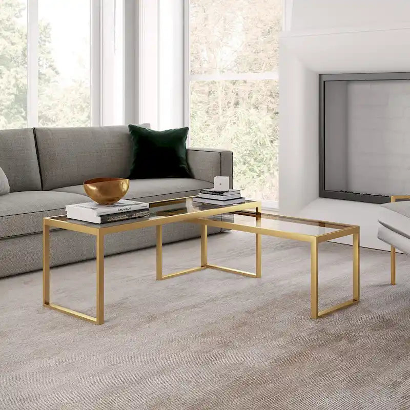 Table basse gigogne Silver Orchid Goetz en bronze noirci