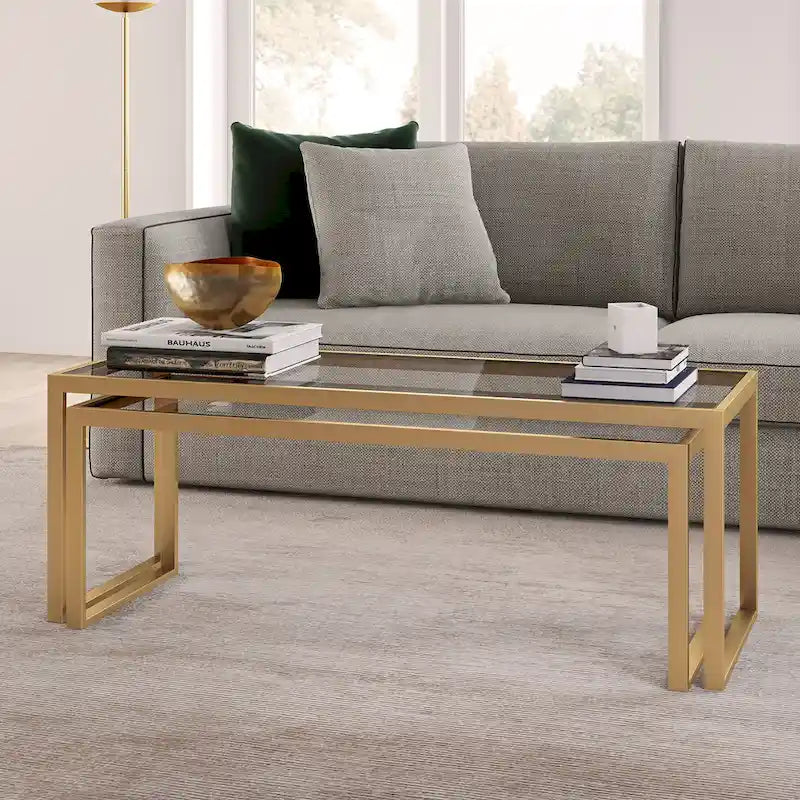 Table basse gigogne Silver Orchid Goetz en bronze noirci