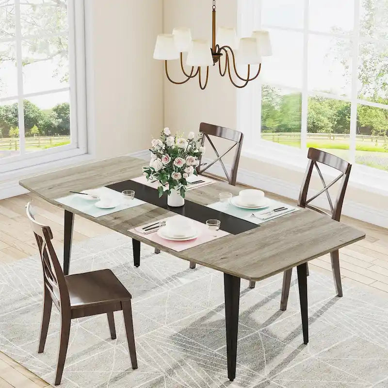 Table à manger industrielle de 180 cm pour 6 à 8 personnes