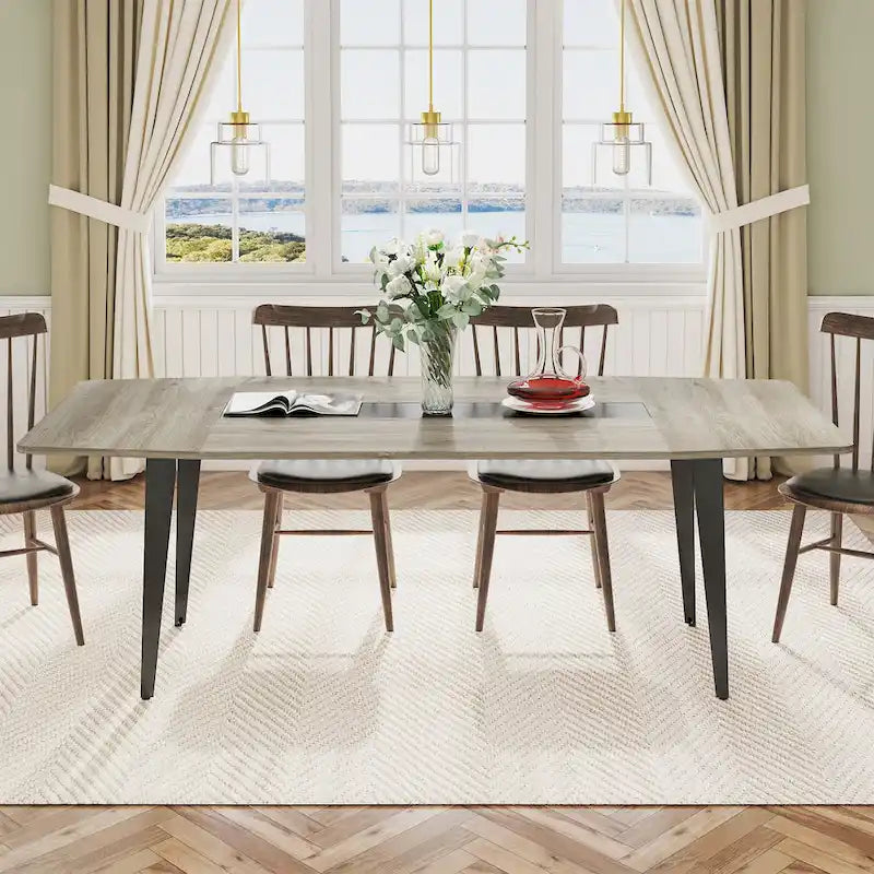 Table à manger industrielle de 180 cm pour 6 à 8 personnes