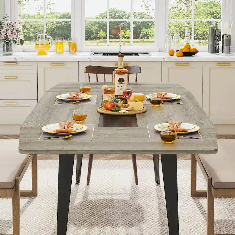 Table à manger industrielle de 180 cm pour 6 à 8 personnes