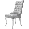 Chaise de salle à manger capitonnée en velours glacé avec dossier haut à oreilles