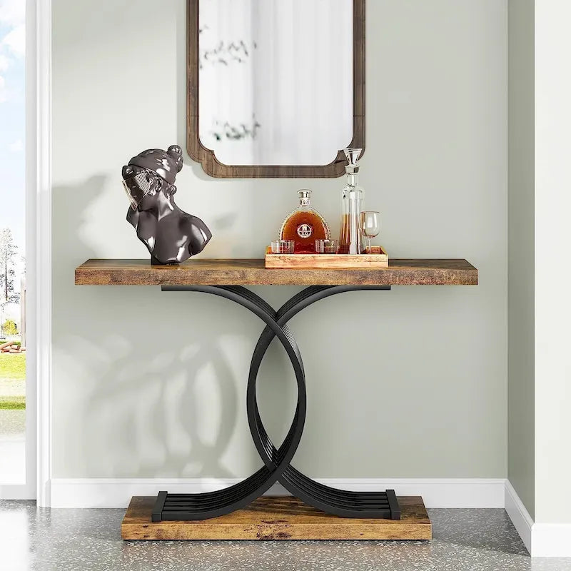 Console, Table d'entrée avec pieds géométriques, Table de canapé - 30P x 100L x 80H cm