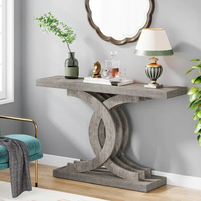 Console, Table d'entrée avec pieds géométriques, Table de canapé - 30P x 100L x 80H cm