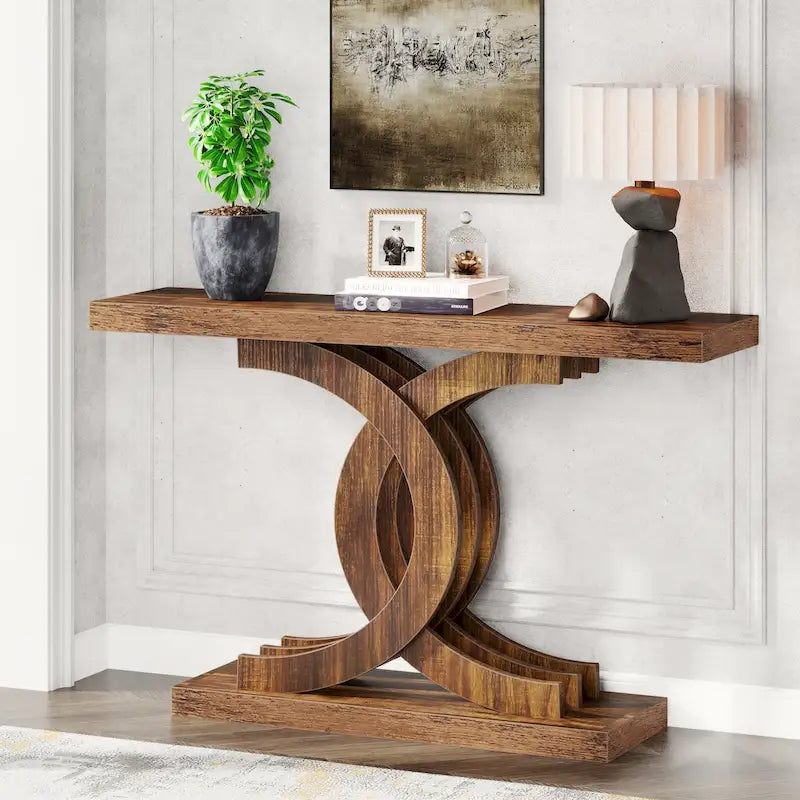 Console, Table d'entrée avec pieds géométriques, Table de canapé - 30P x 100L x 80H cm