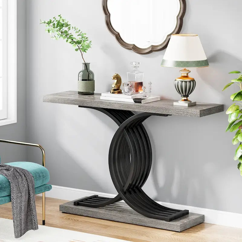 Console, Table d'entrée avec pieds géométriques, Table de canapé - 30P x 100L x 80H cm