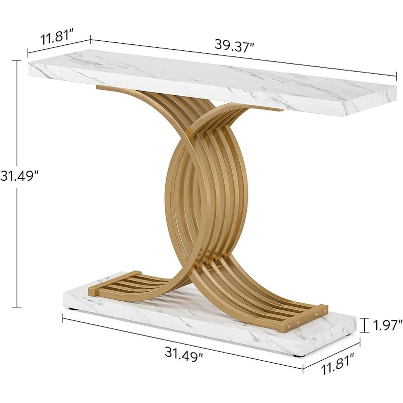 Console, Table d'entrée avec pieds géométriques, Table de canapé - 30P x 100L x 80H cm