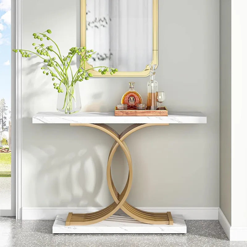 Console, Table d'entrée avec pieds géométriques, Table de canapé - 30P x 100L x 80H cm