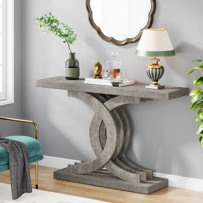 Console, Table d'entrée avec pieds géométriques, Table de canapé - 30P x 100L x 80H cm