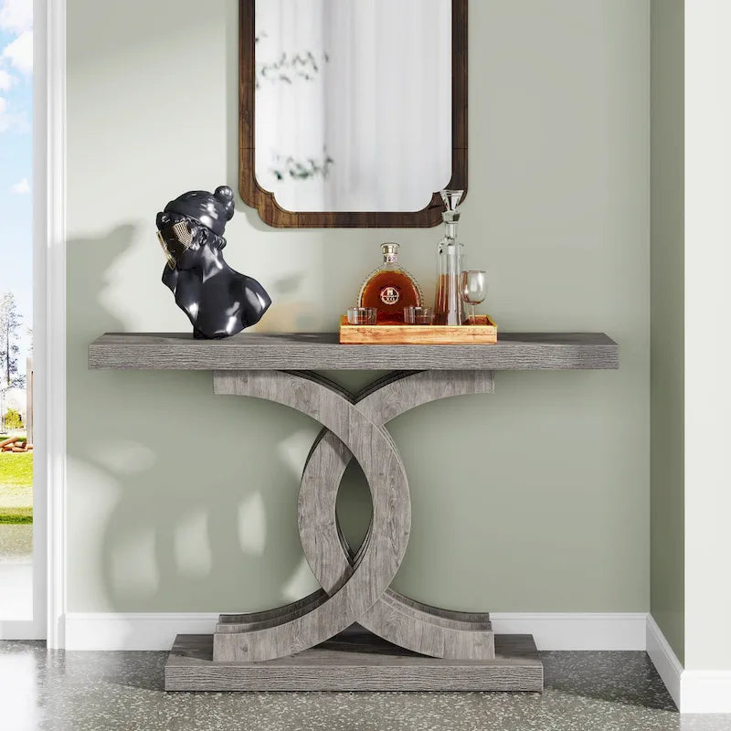 Console, Table d'entrée avec pieds géométriques, Table de canapé - 30P x 100L x 80H cm