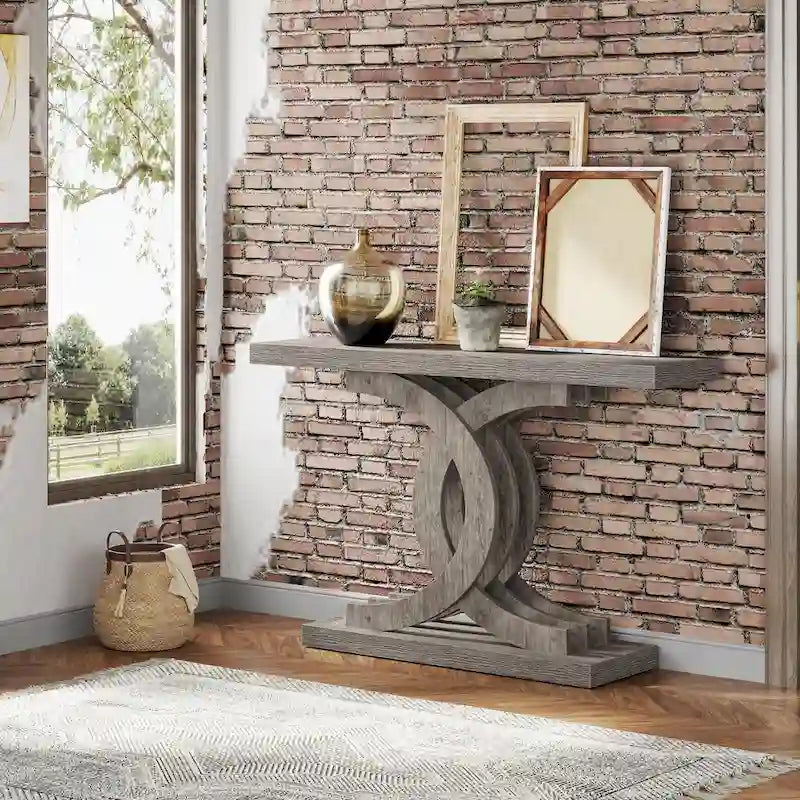 Console, Table d'entrée avec pieds géométriques, Table de canapé - 30P x 100L x 80H cm