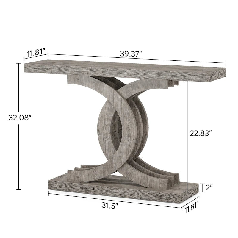 Console, Table d'entrée avec pieds géométriques, Table de canapé - 30P x 100L x 80H cm