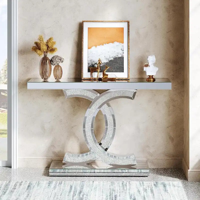 Console, Table d'entrée avec pieds géométriques, Table de canapé - 30P x 100L x 80H cm