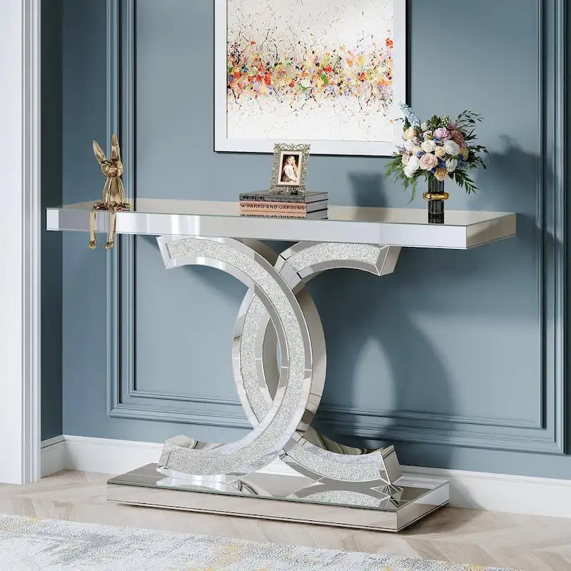 Console, Table d'entrée avec pieds géométriques, Table de canapé - 30P x 100L x 80H cm